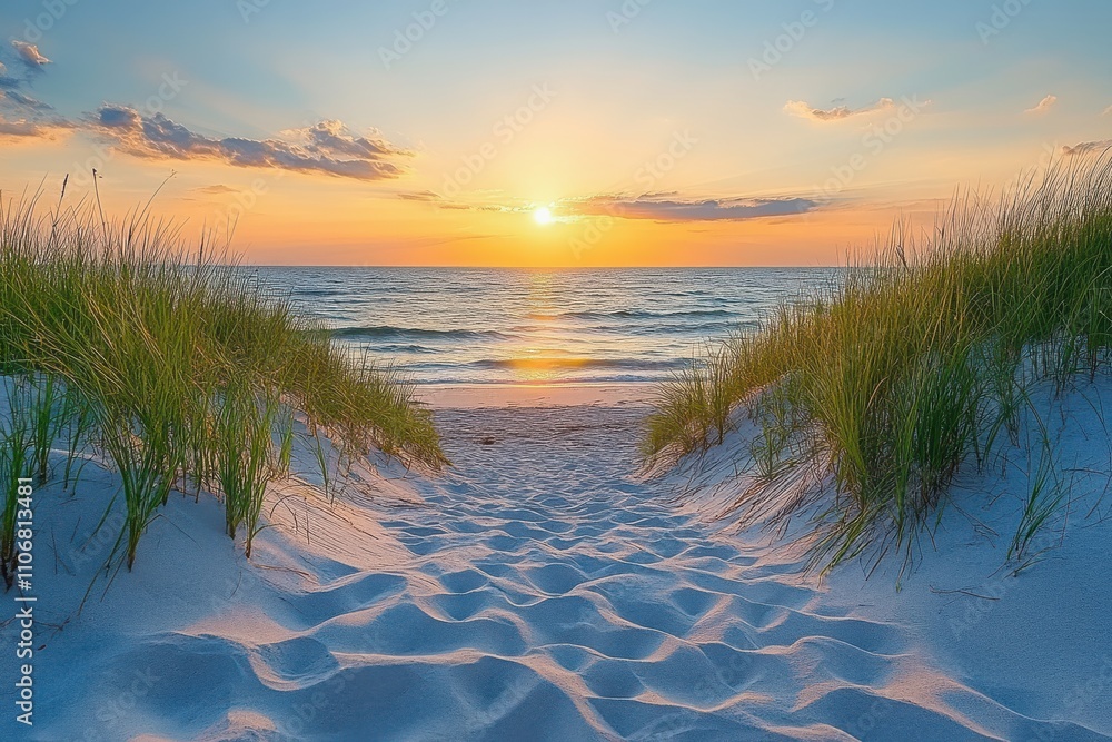 Scenic Coastal Landscape with Sand and Sea Grass. Scenic Coastal Landscape with Sand and Sea Grass.