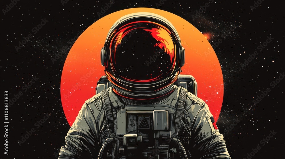 Space Explorer in Vector Graphic Art Style Space Explorer in Vector Graphic Art Style