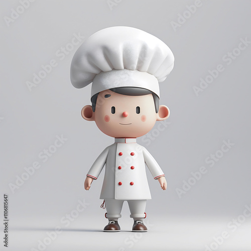 Wallpaper Mural A 3D cartoon character symbolizes a culinary arts instructor, dressed in a minimalist white chef outfit Torontodigital.ca