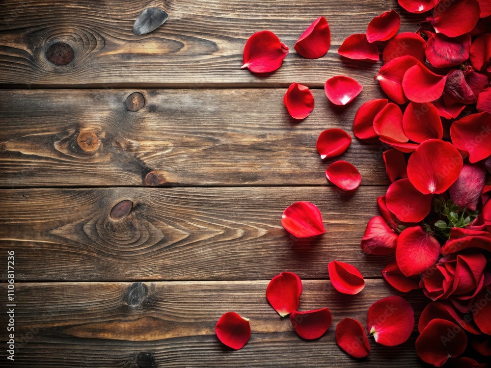Red Rose Petals on Rustic Wooden Background - Romantic Floral Decor, Nature Aesthetics, Wedding Decorations, Love and Affection, Natural Textures, Close-Up Photography Red Rose Petals on Rustic Wooden Background - Romantic Floral Decor, Nature Aesthetics, Wedding Decorations, Love and Affection, Natural Textures, Close-Up Photography