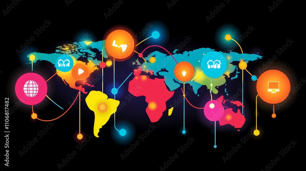 Obraz premium A World Map Depicting Global Connectivity and Interdependence