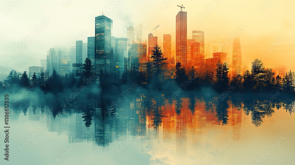 A double exposure of business people working together to build a cityscape, representing collaboration and future growth A double exposure of business people working together to build a cityscape, representing collaboration and future growth