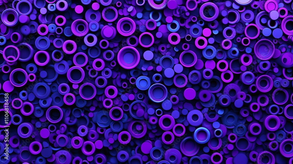 Abstract Pattern of Multicolored Circles in Shades of Purple, Blue, and Violet for Background Designs Abstract Pattern of Multicolored Circles in Shades of Purple, Blue, and Violet for Background Designs