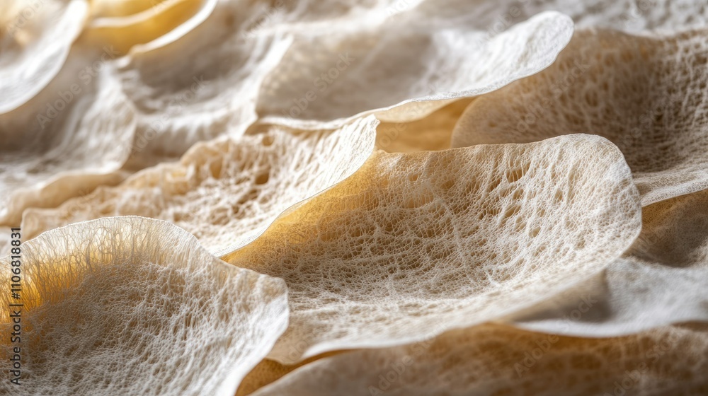 Close-up of delicate, translucent layers resembling natural textures.