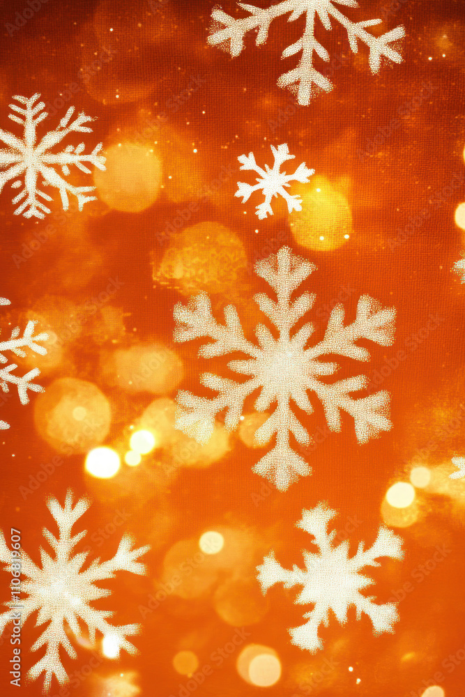 Christmas vertical background with glowing snowflakes on orange canvas Christmas vertical background with glowing snowflakes on orange canvas