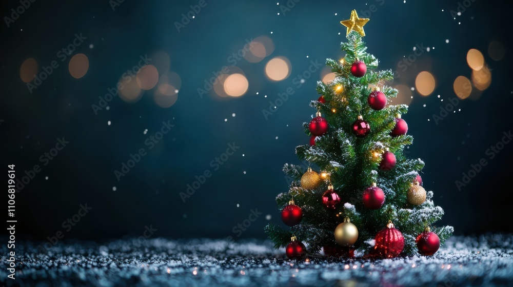 Bokeh Lights Behind Decorated Tree Bokeh Lights Behind Decorated Tree