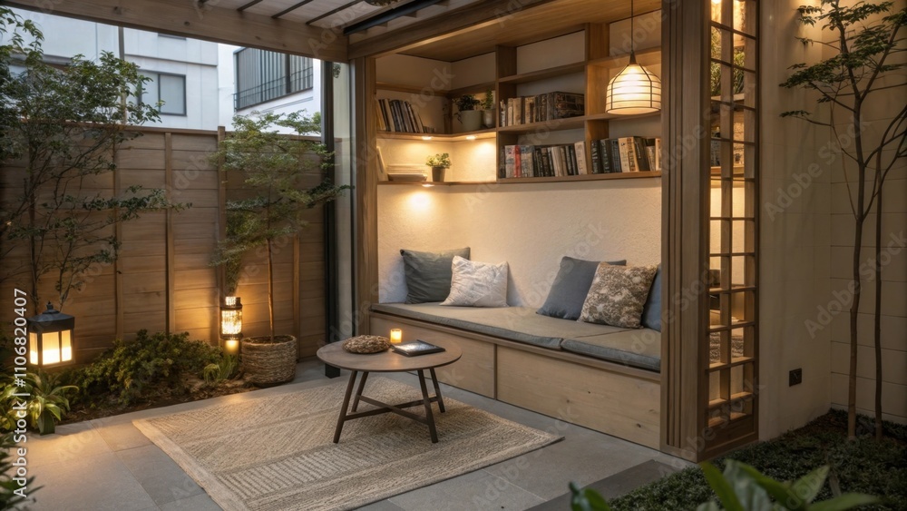 Fototapeta premium A peaceful nook illuminated by adjustable lights offering a sanctuary away from daily distractions.