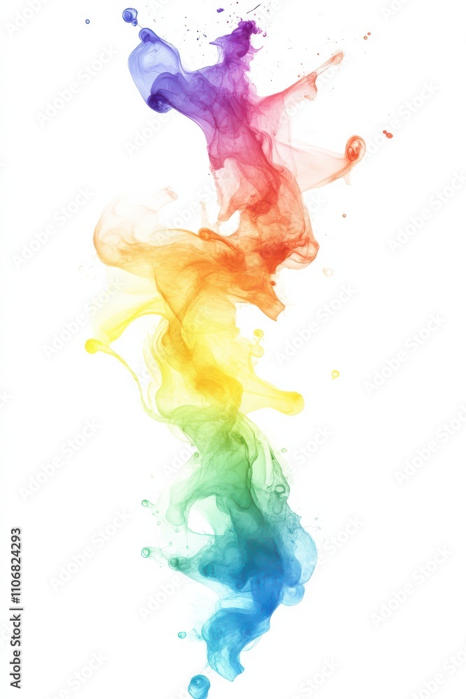 Obraz premium Vibrant Splash of Rainbow Paint on White Background.
