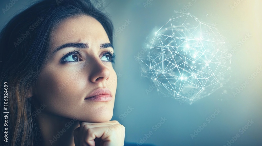 Mind reading concept with a person focusing on another, with thought bubbles connecting them Mind reading concept with a person focusing on another, with thought bubbles connecting them