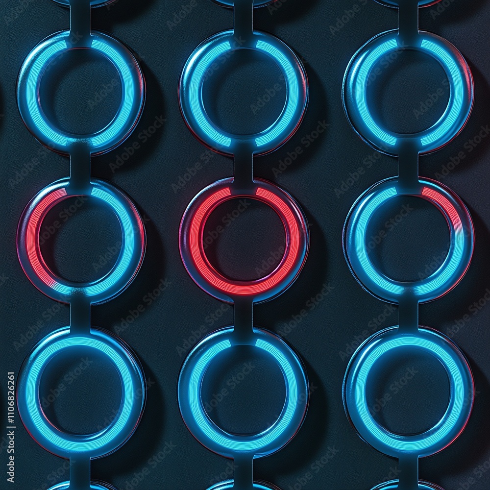Neon Circular Pattern with Vibrant Blue and Red Lights on Dark Background for Artistic Designs Neon Circular Pattern with Vibrant Blue and Red Lights on Dark Background for Artistic Designs