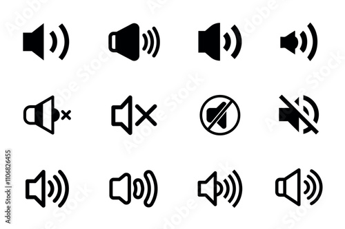 Set of media audio and video speaker icon