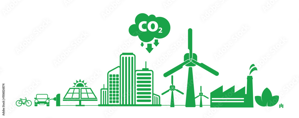 reducing CO2 emissions to stop climate change. green energy background reducing CO2 emissions to stop climate change. green energy background
