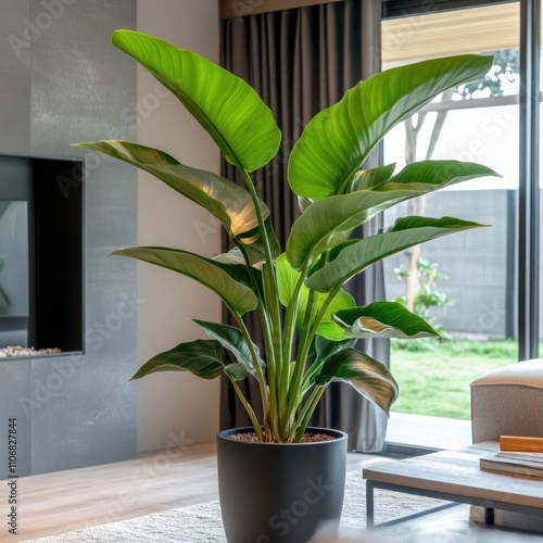 philodendron billietiae plant with stunning in a sleek, modern living --v 6.1 Job ID: 6d9b33d2-7f37-44ac-a396-4c5b7cc8cfa4 photo