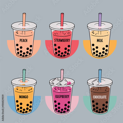Bilde på lerret Bubble tea or buba tea vector