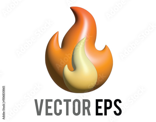 Vector cartoon styled depicted as gradient orange, yellow flickering flame fire icon