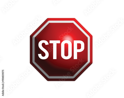 3D Red stop warning sign flat icon symbol