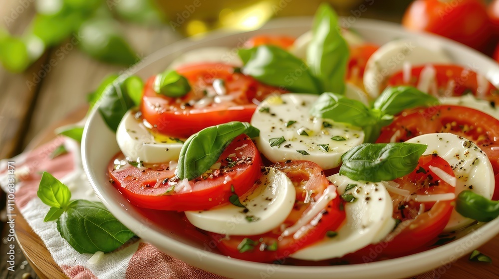 Fresh and Delicious Caprese Salad with Mozzarella, Tomatoes, and Basil Fresh and Delicious Caprese Salad with Mozzarella, Tomatoes, and Basil