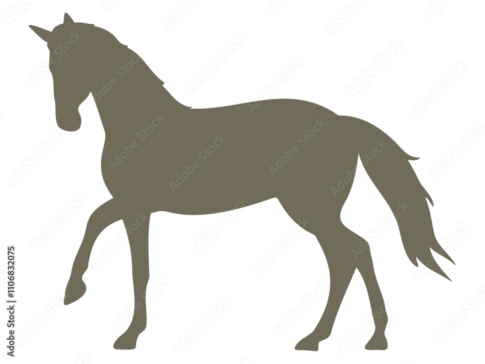 横から見た歩いている馬のシルエットイラスト素材 横から見た歩いている馬のシルエットイラスト素材