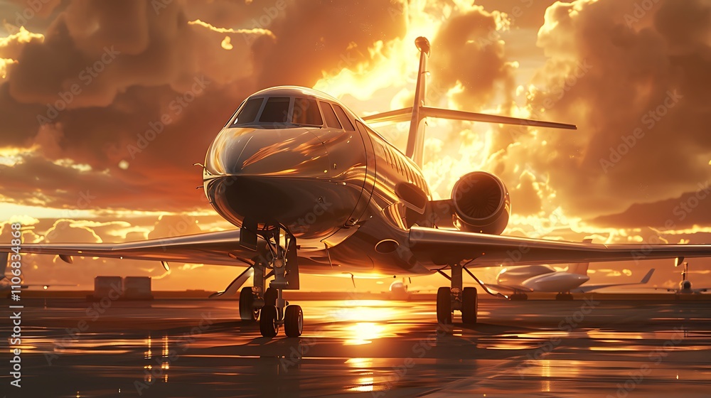 Fototapeta premium Private jet from the front glossy finish under sunlight