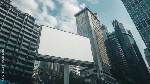 Urban Cityscape Featuring a Blank Billboard Ready for Advertising