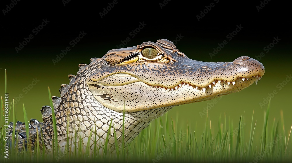Obraz premium Close up of Baby Alligator in Grass Wildlife Photography