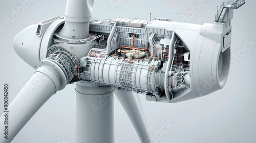 Detailed Cross-Section of a Modern Wind Turbine Engine