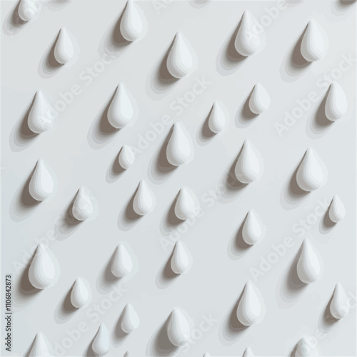 White water drops on a white background. Seamless pattern..eps