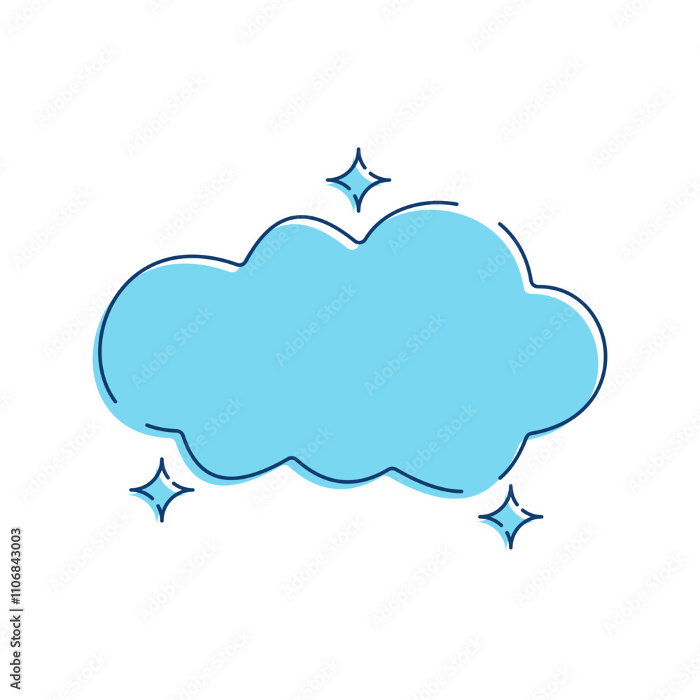 Simple and cute cloud vector illustration in blue color, cloud vector with blue color in hand drawn style Simple and cute cloud vector illustration in blue color, cloud vector with blue color in hand drawn style