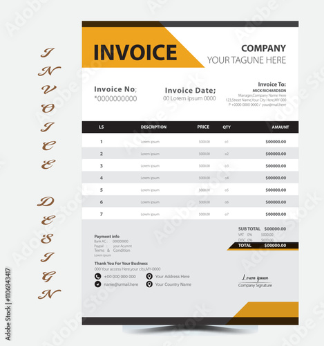 Professional business invoice Vector template design