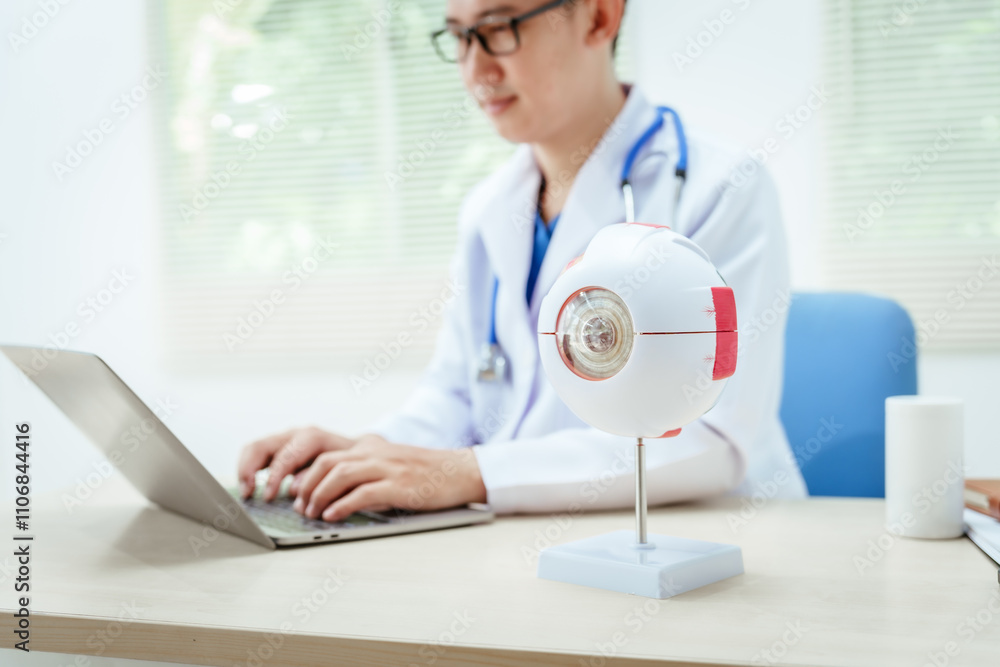 A male doctor wearing glasses sits at a desk in a hospital, explaining eye diseases like glaucoma, cataracts, pterygium, and diabetic retinopathy. Early detection helps prevent vision loss A male doctor wearing glasses sits at a desk in a hospital, explaining eye diseases like glaucoma, cataracts, pterygium, and diabetic retinopathy. Early detection helps prevent vision loss