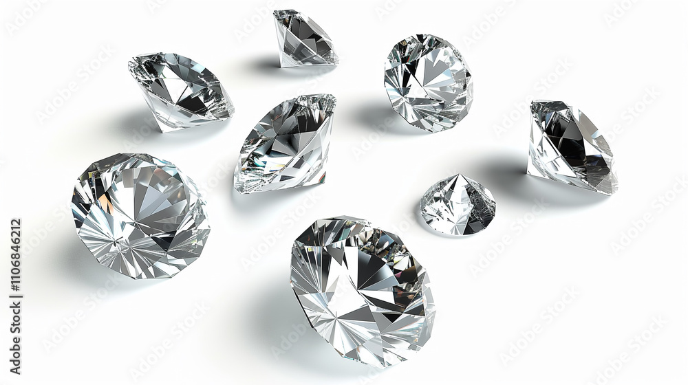 Set of different diamonds on white background Set of different diamonds on white background