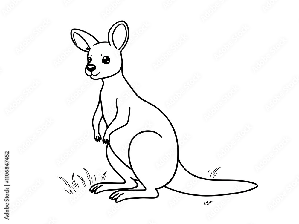 Adorable Hand-Drawn Kangaroo Illustration: Australian Outback Wildlife. AI Generated Adorable Hand-Drawn Kangaroo Illustration: Australian Outback Wildlife. AI Generated