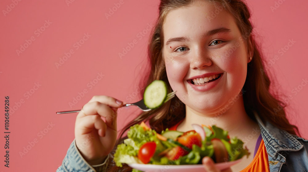 Smiling Woman Enjoying a Fresh and Colorful Salad in a Vibrant Setting
Smiling Woman Enjoying a Fresh and Colorful Salad in a Vibrant Setting