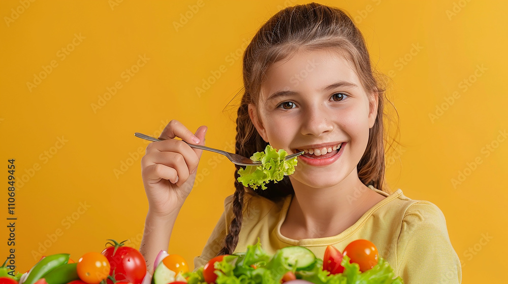 Smiling Woman Enjoying a Fresh and Colorful Salad in a Vibrant Setting
Smiling Woman Enjoying a Fresh and Colorful Salad in a Vibrant Setting