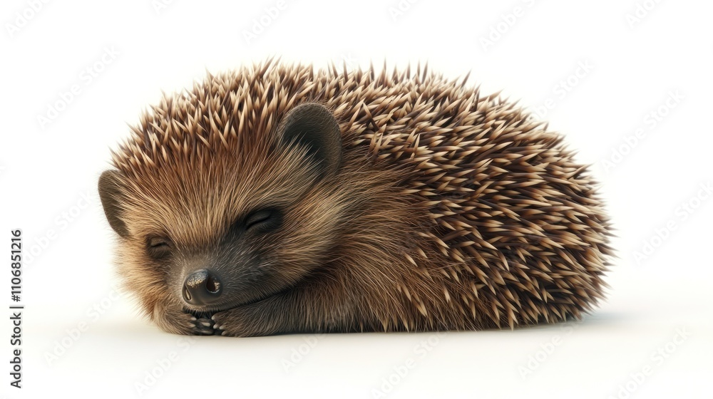 Obraz premium Cute sleeping hedgehog curled up.