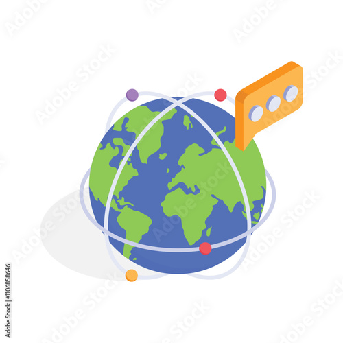 Take a look at this amazing isometric icon of global network in modern style