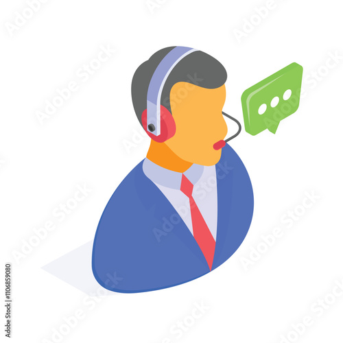 Customer service icon with a headset and speech bubble