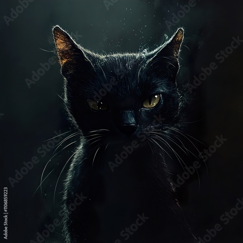 Mysterious Black Cat: A Dark and Elegant Portrait