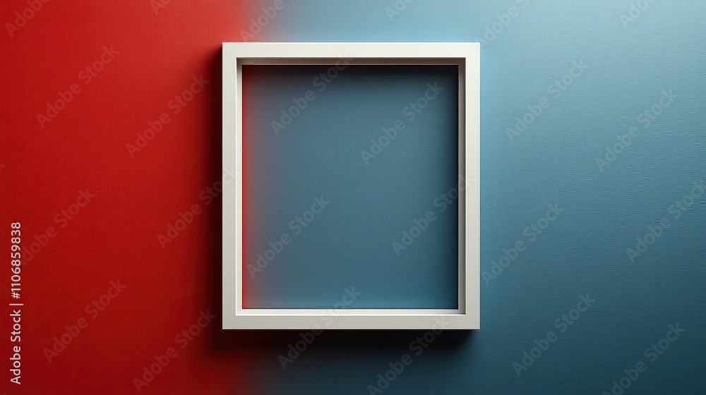 A red and blue border on an empty white square frame, creating space for design or text A red and blue border on an empty white square frame, creating space for design or text
