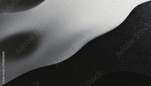 Black and white monochrome abstract grainy gradient liquid flow texture noise overlay, modern designs background, edgy, minimalistic, nostalgic graphic use