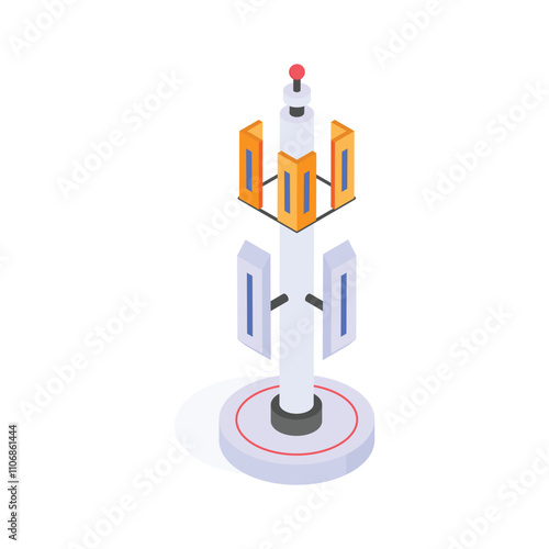Have a look at this creative isometric icon of telecommunication antenna