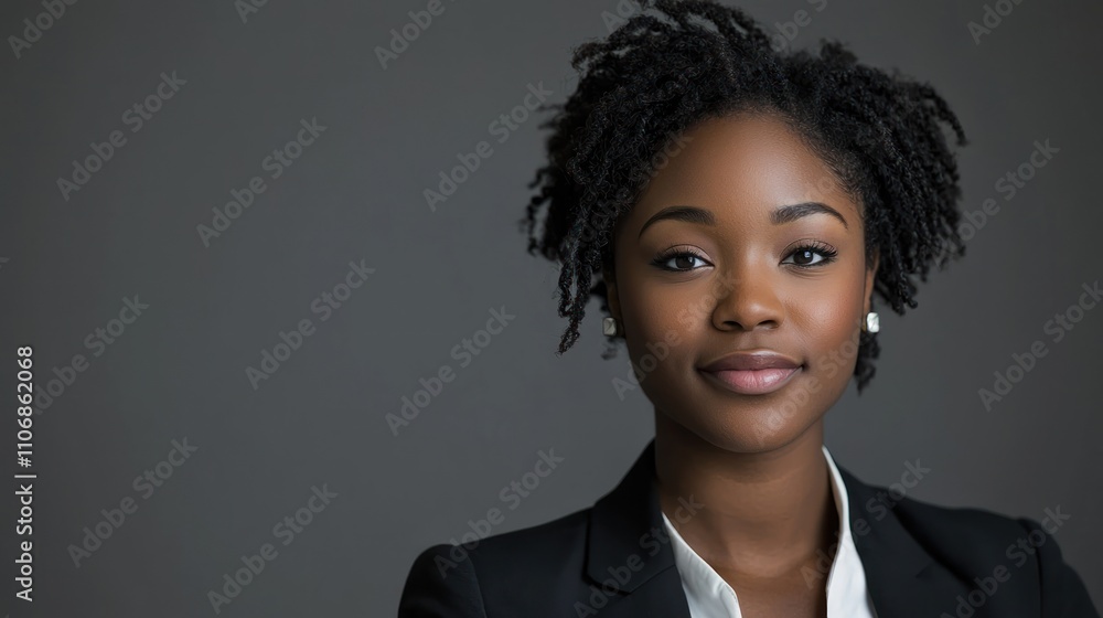 A polished business portrait of a woman in formal attire, set against a neutral background for professional use A polished business portrait of a woman in formal attire, set against a neutral background for professional use