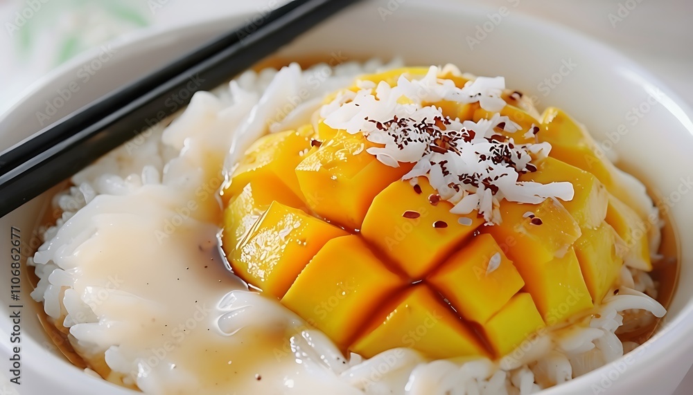 mango sticky rice with coconut sauce mango sticky rice with coconut sauce