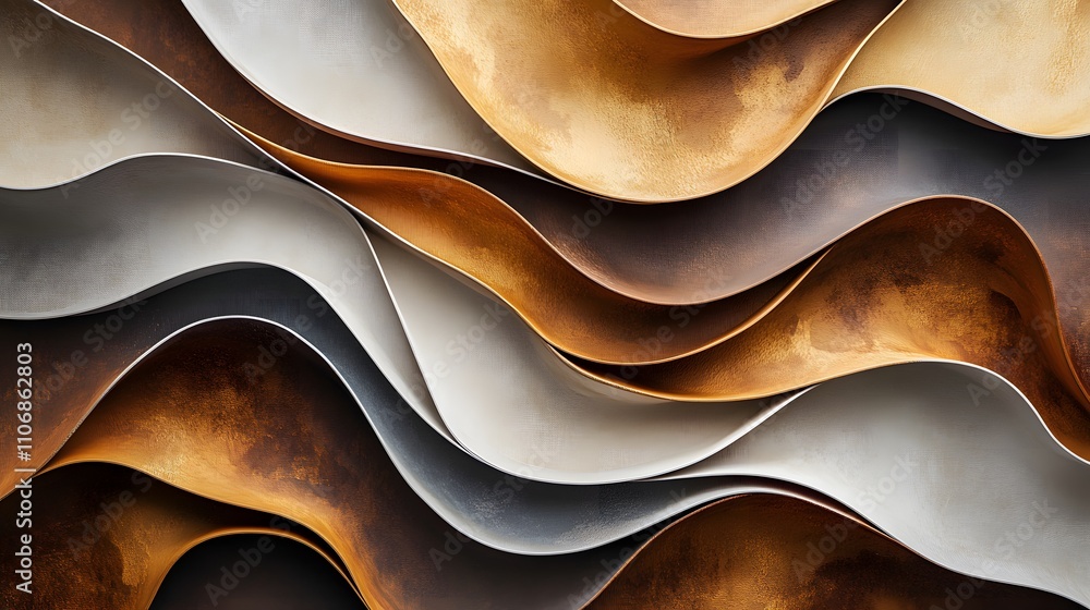 A contemporary 3D canvas art piece with overlapping organic shapes in shades of earthy brown, gold, and cream, creating a layered, tactile texture that evokes nature A contemporary 3D canvas art piece with overlapping organic shapes in shades of earthy brown, gold, and cream, creating a layered, tactile texture that evokes nature