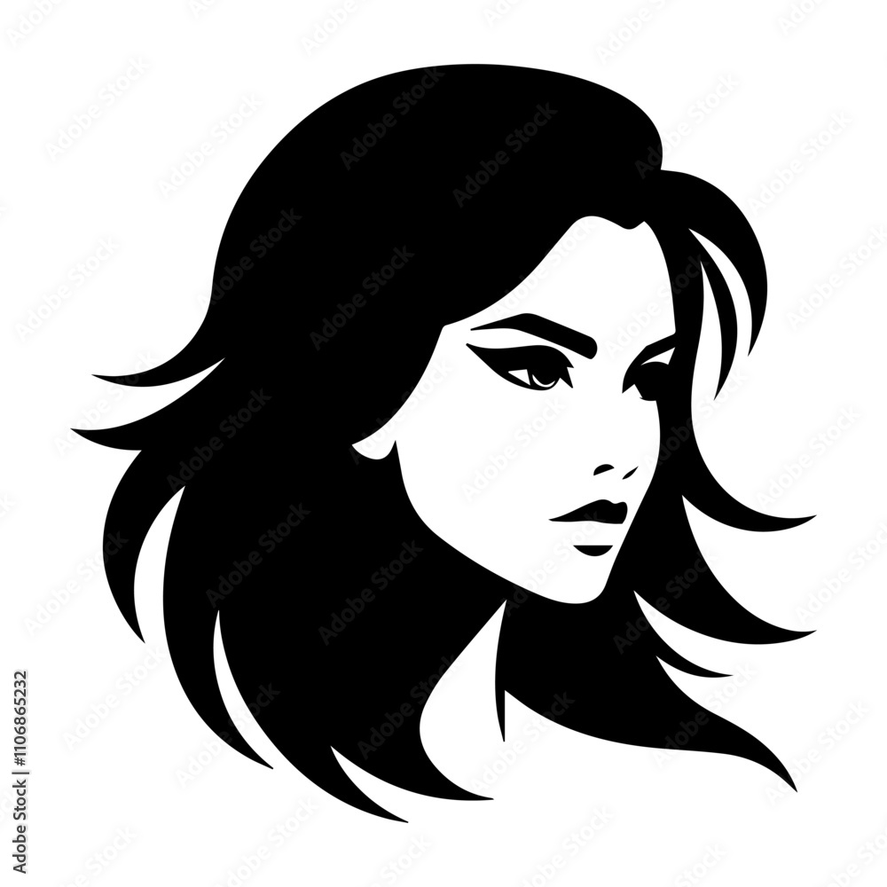 Portrait of a Beautiful Girl Silhouette Vector Illustration Portrait of a Beautiful Girl Silhouette Vector Illustration