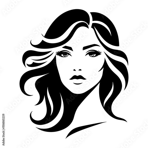 Portrait of a Beautiful Girl Silhouette Vector Illustration