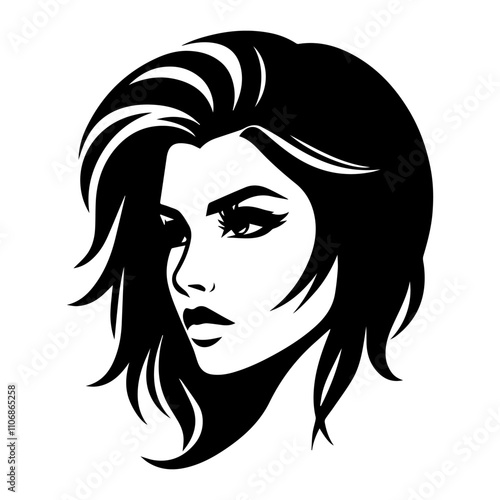 Portrait of a Beautiful Girl Silhouette Vector Illustration