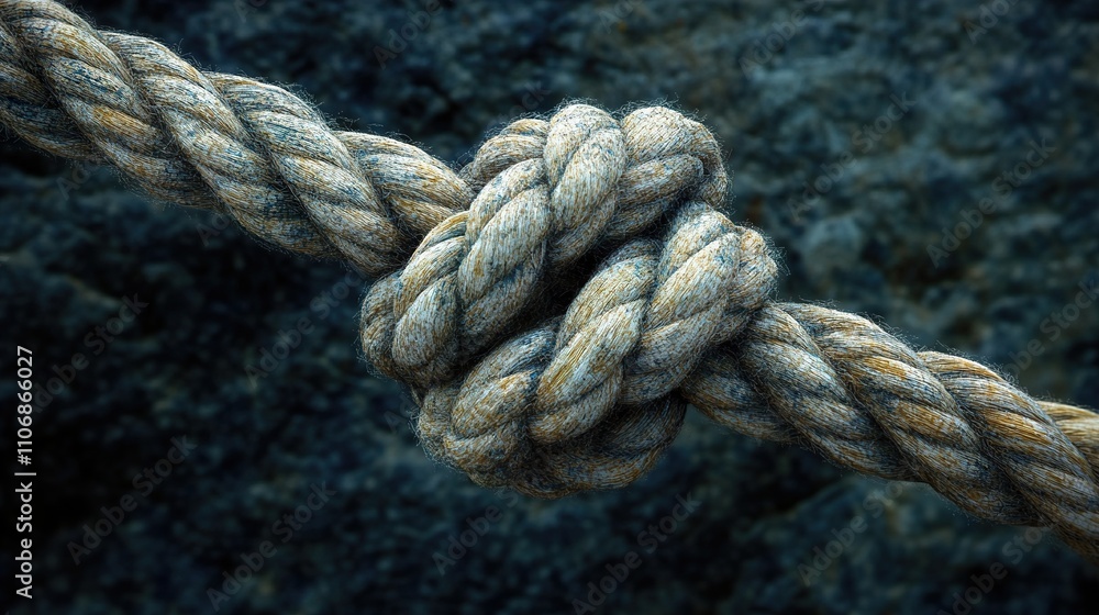 Intricate Rope Knot: A Close-Up Study of Texture and Detail Intricate Rope Knot: A Close-Up Study of Texture and Detail