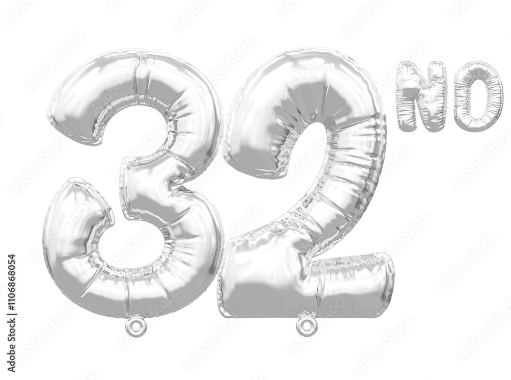32nd Anniversary Balloon Silver Number 32nd Anniversary Balloon Silver Number
