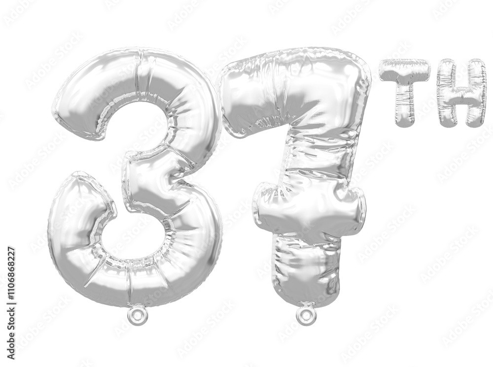 37th Anniversary Balloon Silver Number 37th Anniversary Balloon Silver Number